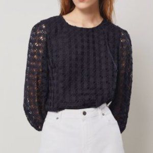 Massimo Dutti crochet navy top